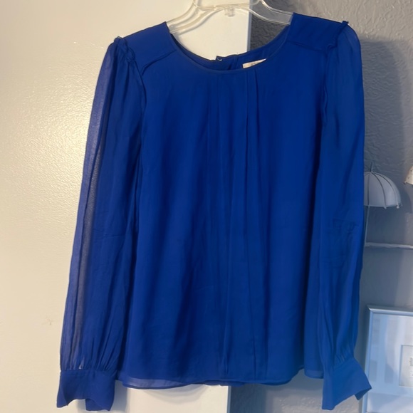 J. Crew royal blue blouse with button up back - Picture 1 of 3